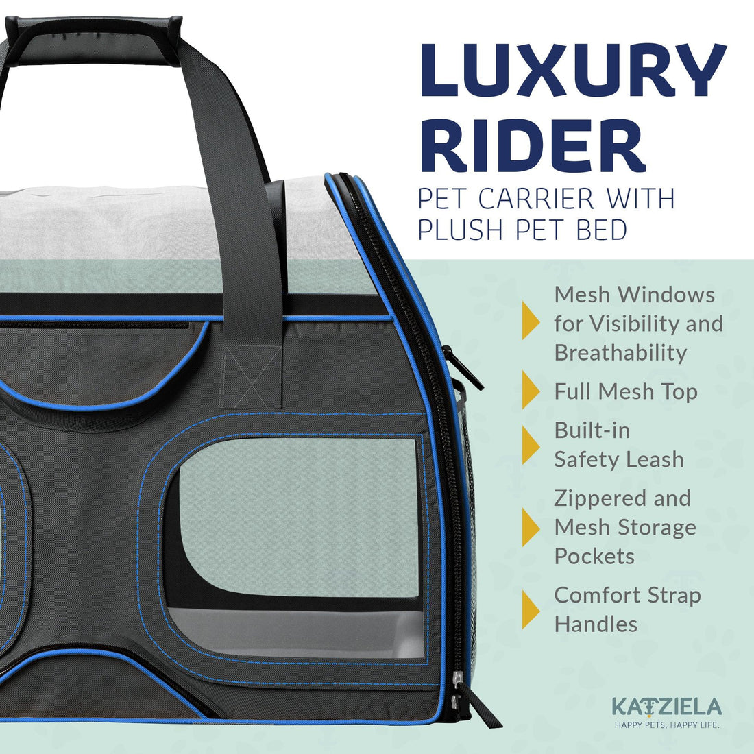 Luxury Rider Pet Carrier | Rolling Travel Carrier with Wheels