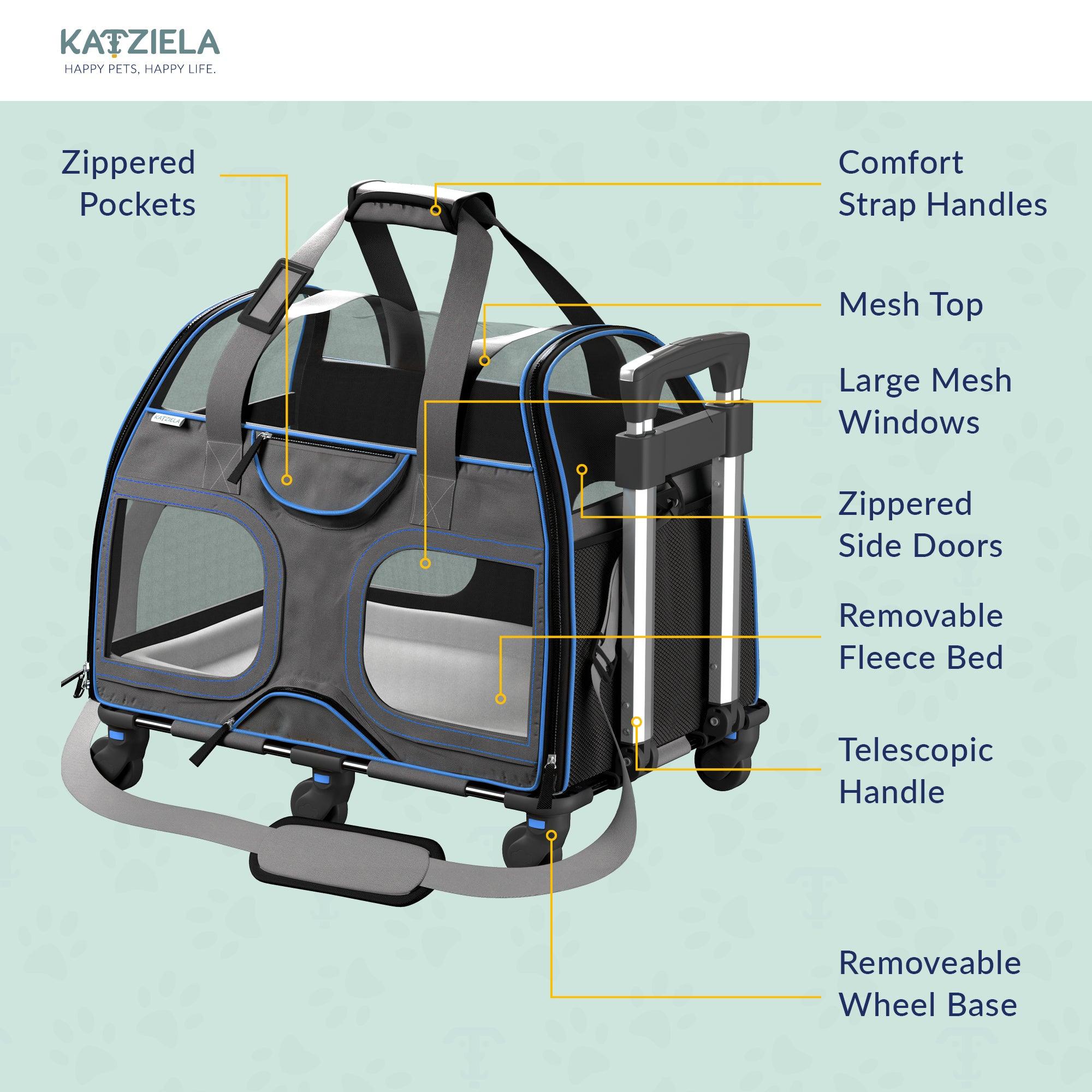 Luxury Rider Pet Carrier | Rolling Travel Carrier with Wheels