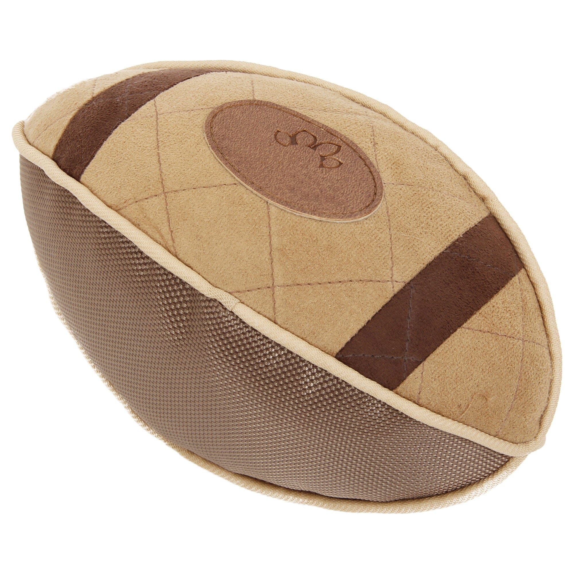 Pet Life ® 'Pugskin' Durable Oxford Nylon and Mesh Plush Squeaky Football Dog Toy