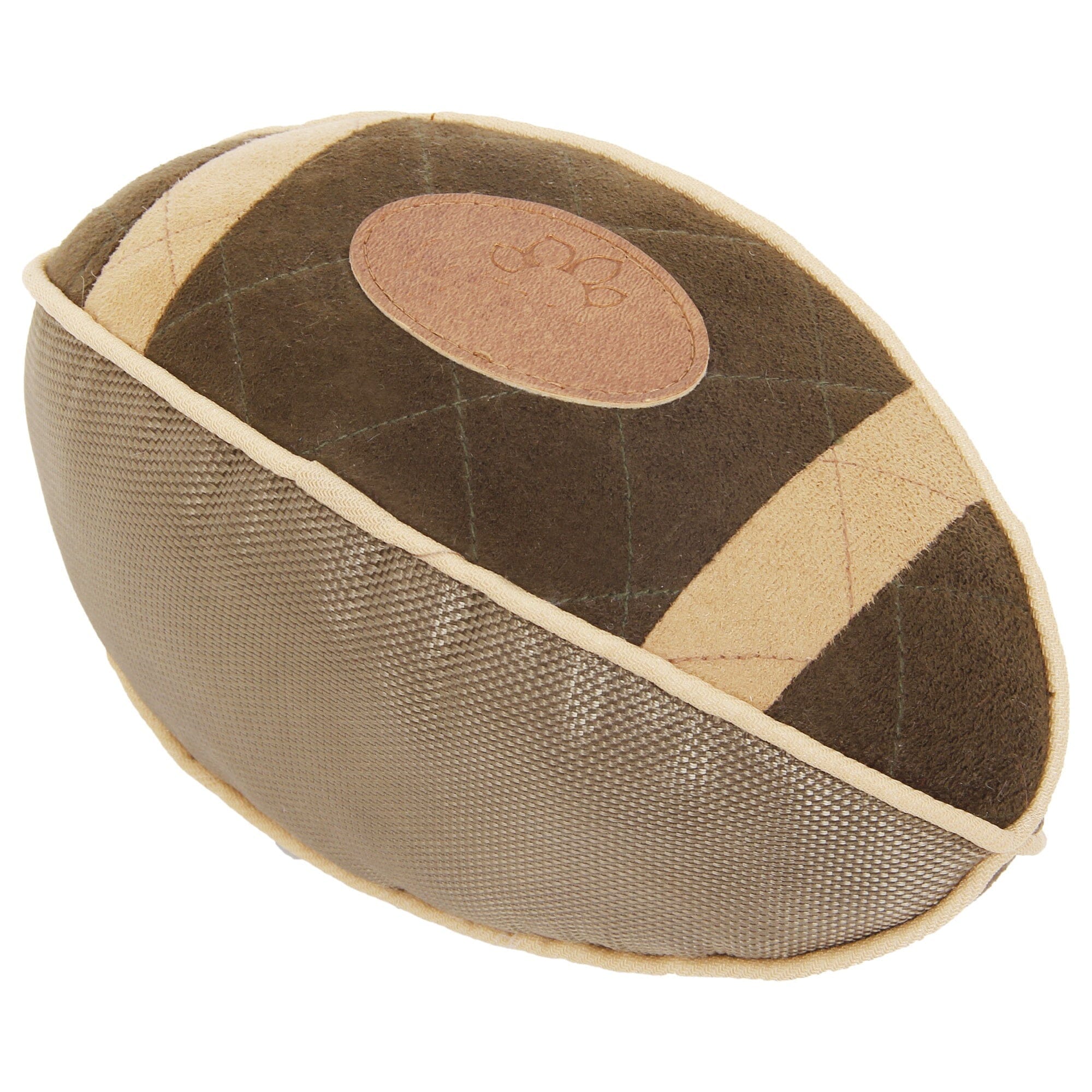 Pet Life ® 'Pugskin' Durable Oxford Nylon and Mesh Plush Squeaky Football Dog Toy