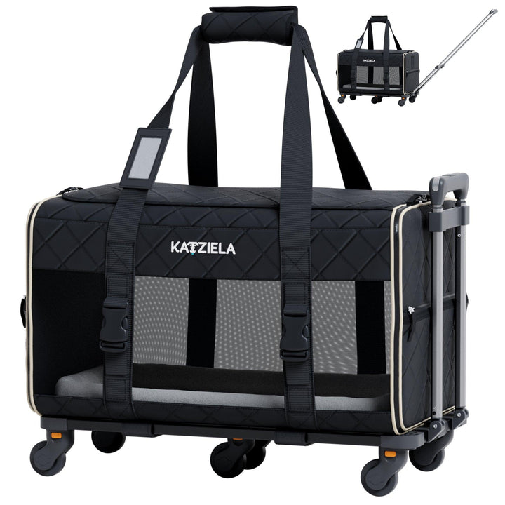 Quilted Pet Carrier with Wheels | Rolling Travel Carrier