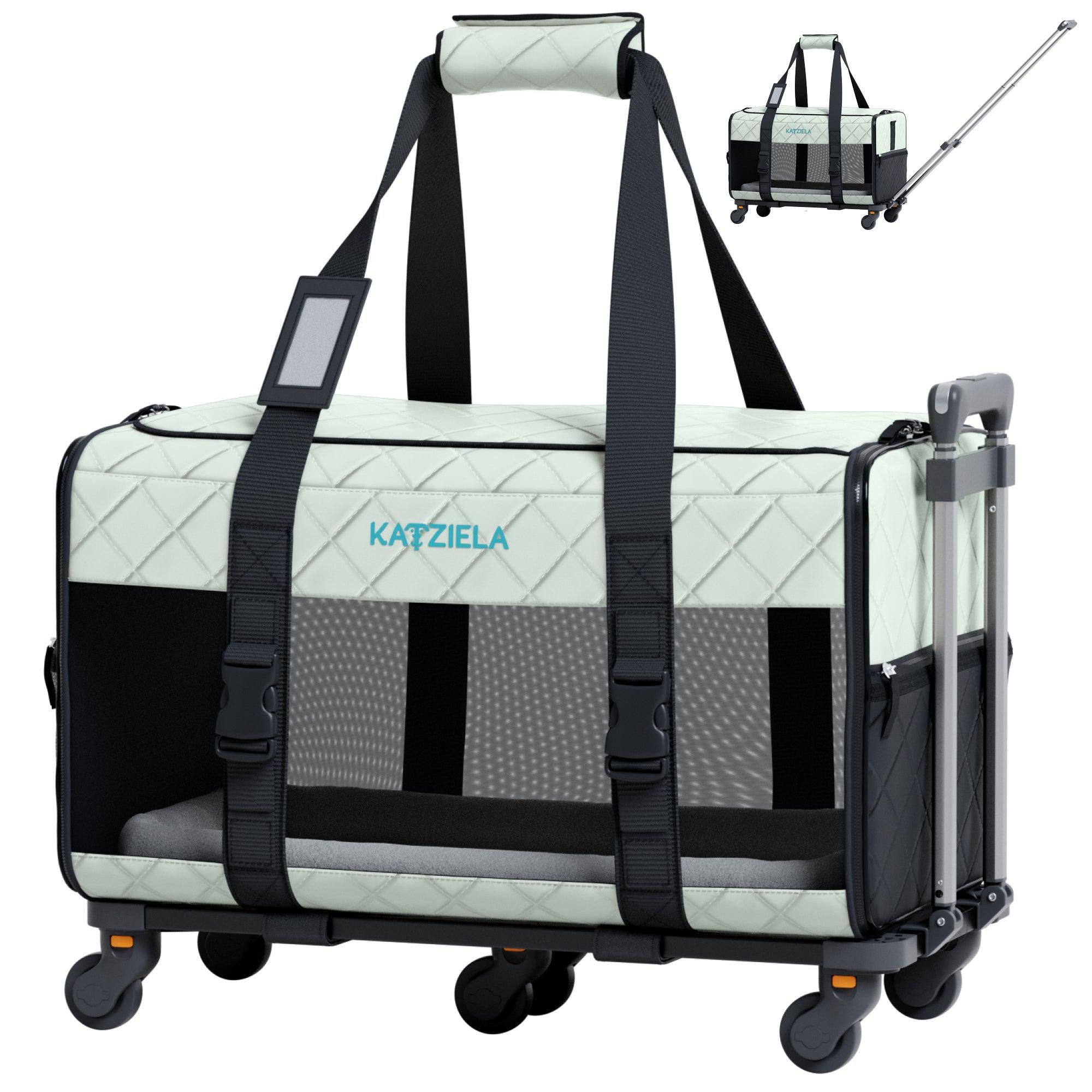 Quilted Pet Carrier with Wheels | Rolling Travel Carrier