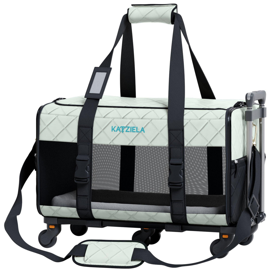 Quilted Pet Carrier with Wheels | Rolling Travel Carrier
