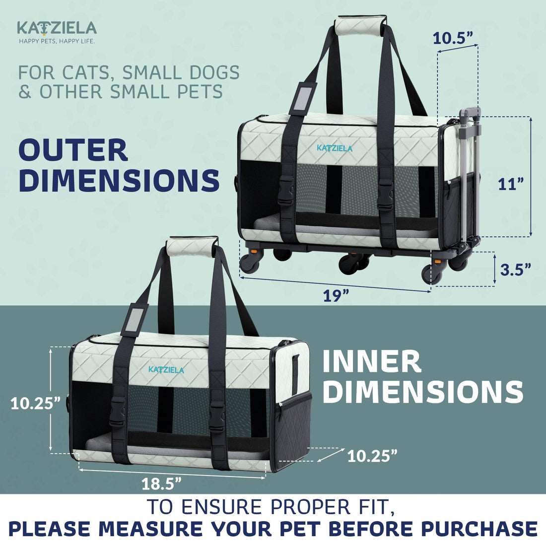 Quilted Pet Carrier with Wheels | Rolling Travel Carrier