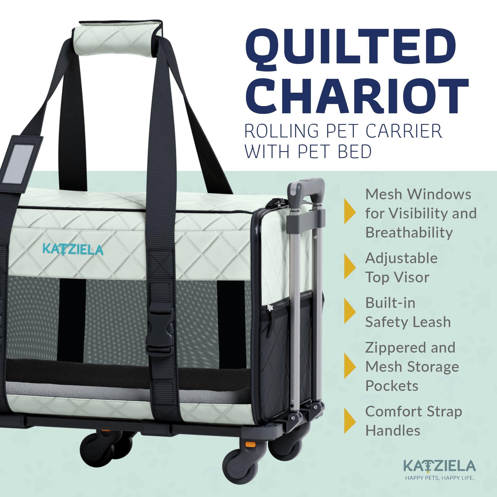 Quilted Pet Carrier with Wheels | Rolling Travel Carrier