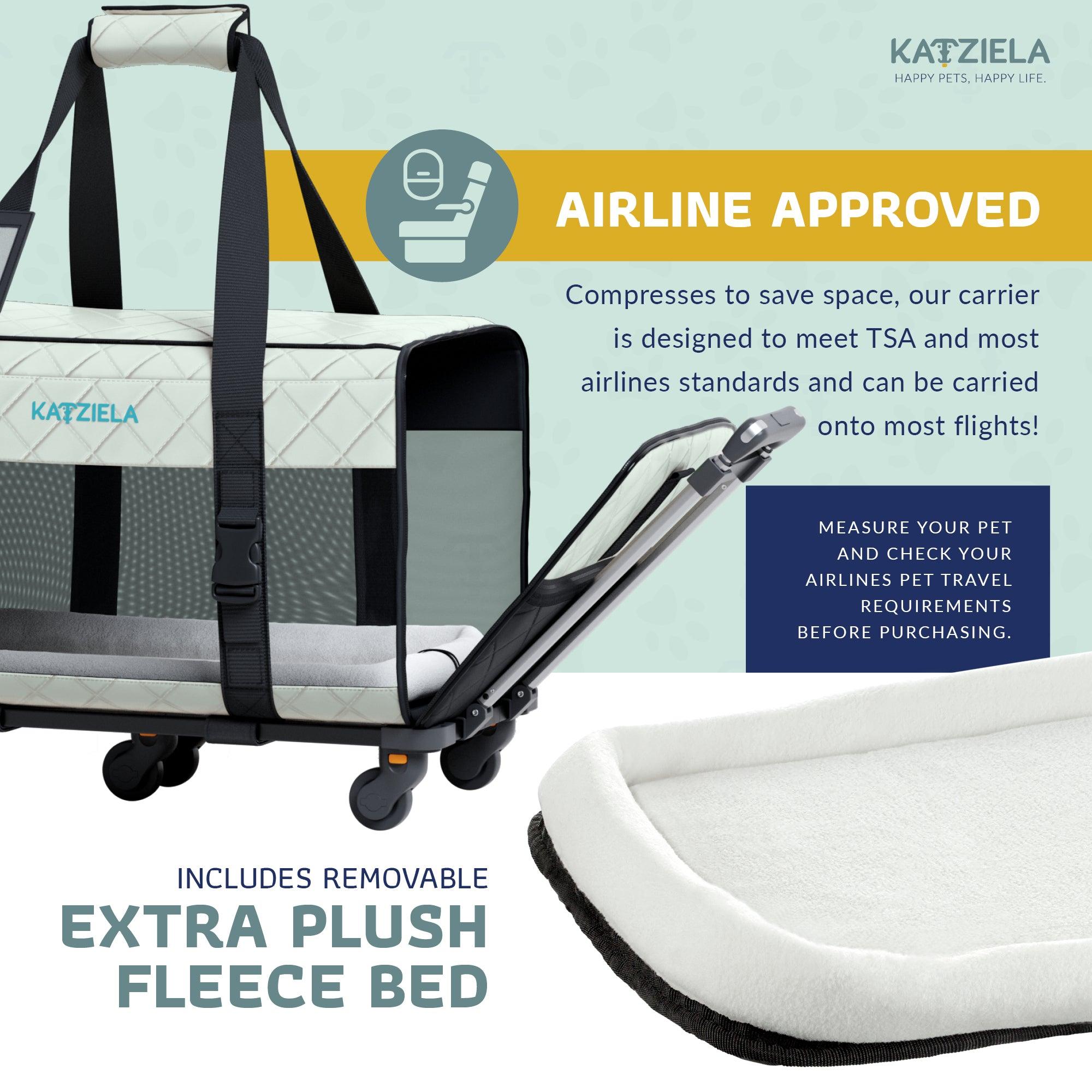 Quilted Pet Carrier with Wheels | Rolling Travel Carrier
