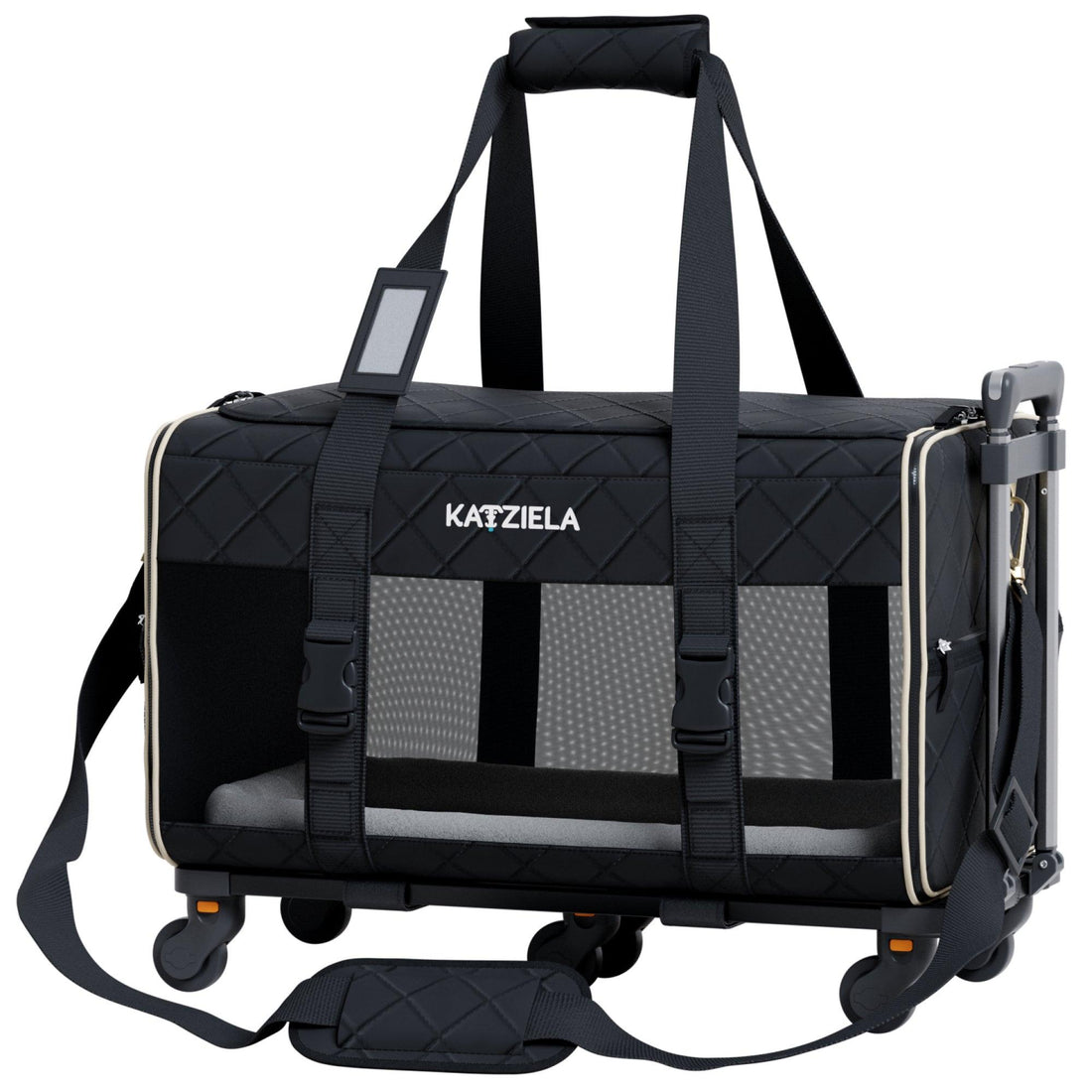 Quilted Pet Carrier with Wheels | Rolling Travel Carrier