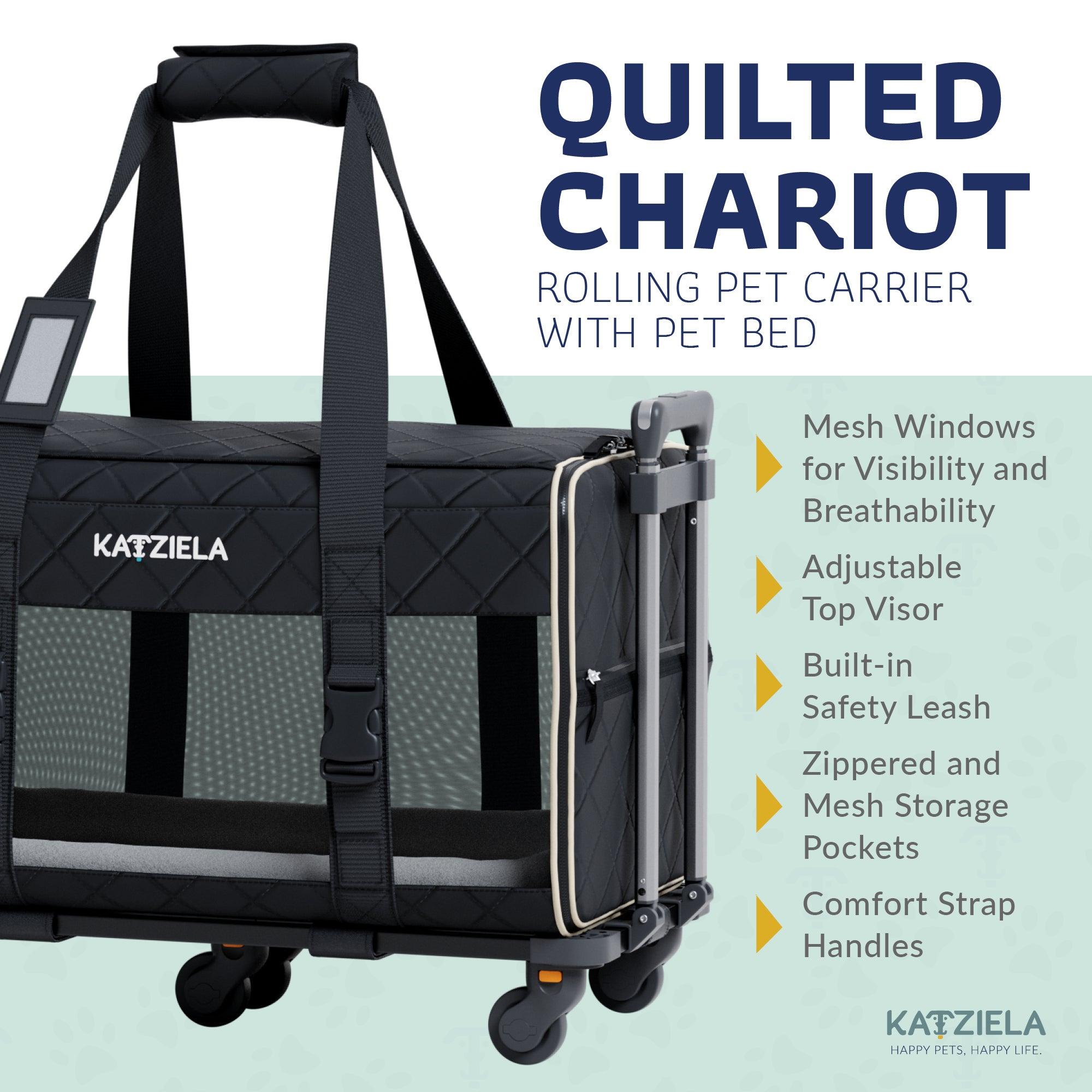 Quilted Pet Carrier with Wheels | Rolling Travel Carrier