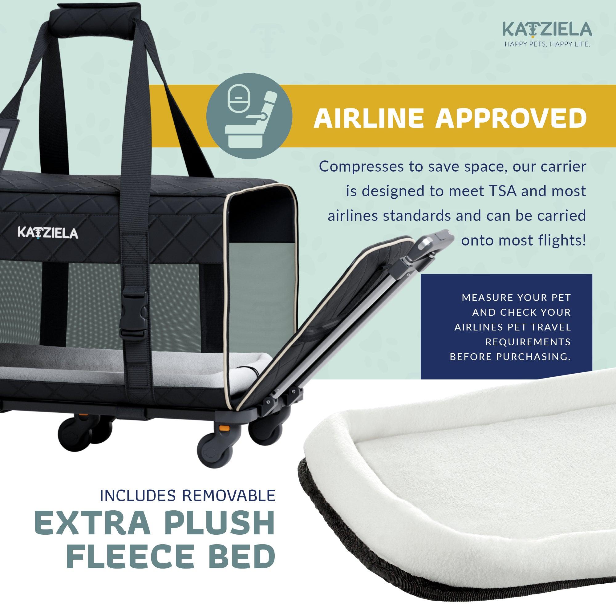 Quilted Pet Carrier with Wheels | Rolling Travel Carrier